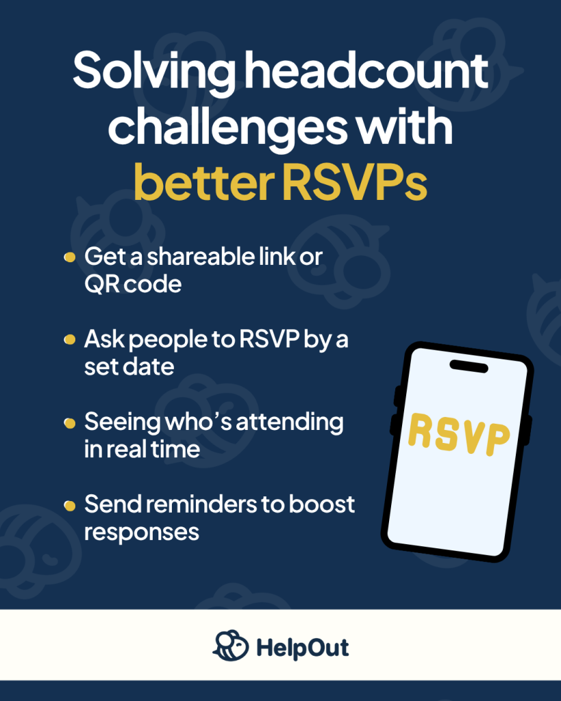 Infographic showing how HelpOut can solve RSVP challenges for appreciation events