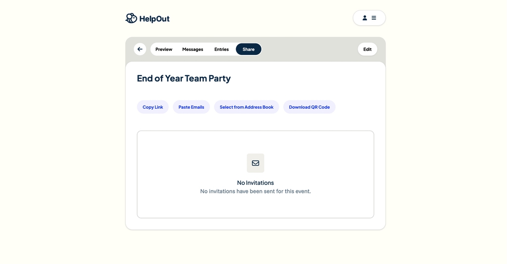 Share screen in HelpOut.us for End of Year Team Party